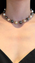 Tricolor South Sea Pearl Choker | Golden, Tahitian & Australian White Pearls