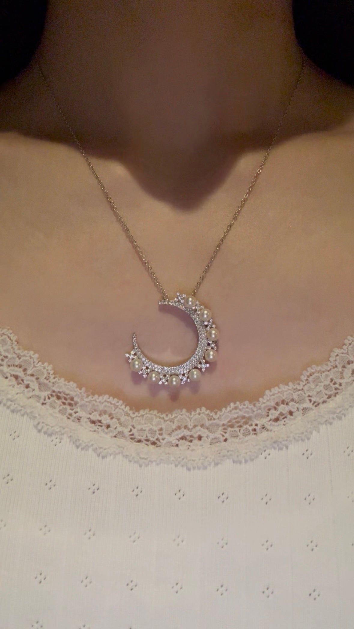 Akoya Pearl Moon Necklace