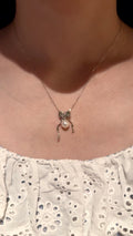 Coquette Bow Akoya Pearl Pendant Necklace