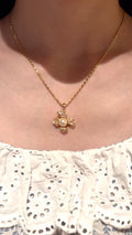 Golden Butterfly Akoya Pearl Pendant Necklace