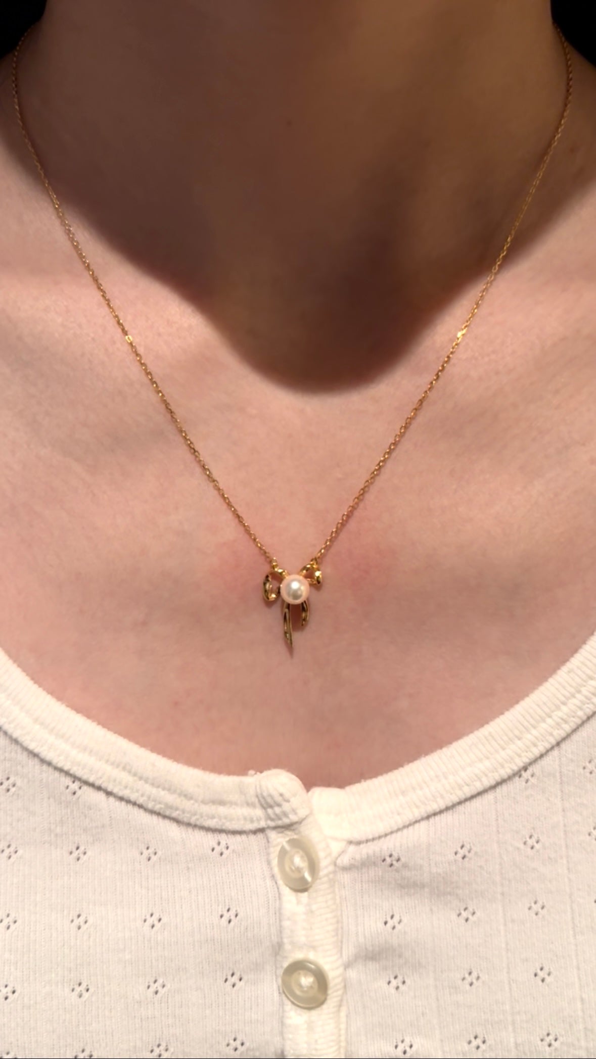 5.5mm Akoya Dainty Bow Necklace